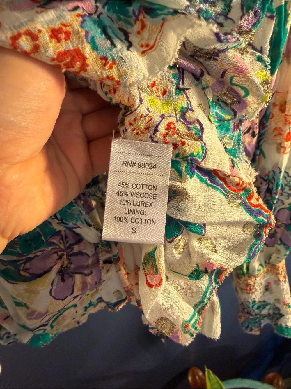 Love the label Floral Ruffle Long-Sleeve Women's Top Cream Multicolor Small